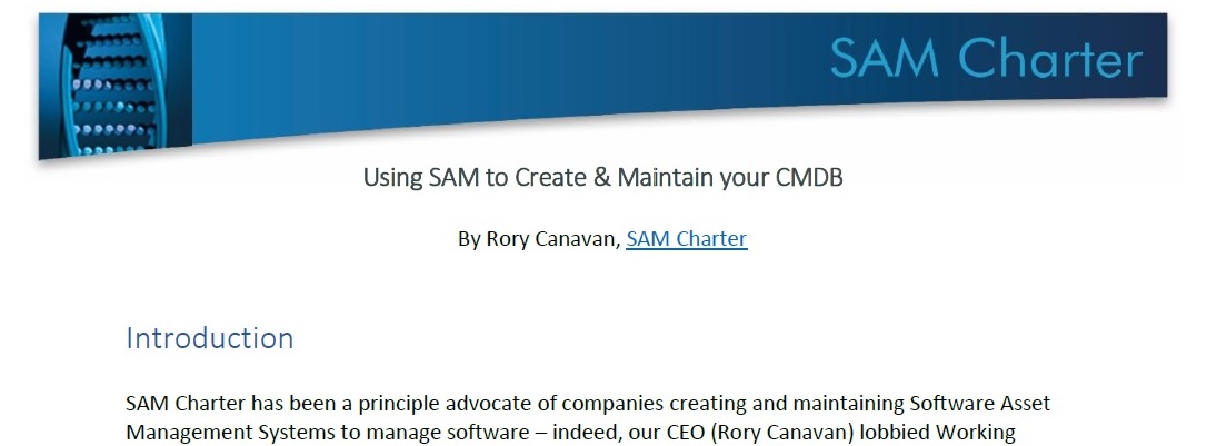 Using SAM to Create and Maintain a CMDB