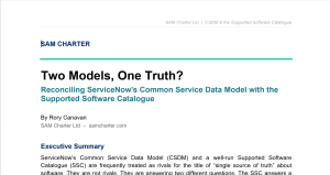 CSDM vs SSC whitepaper cover, reconciling ServiceNow CSDM and the Supported Software Catalogue